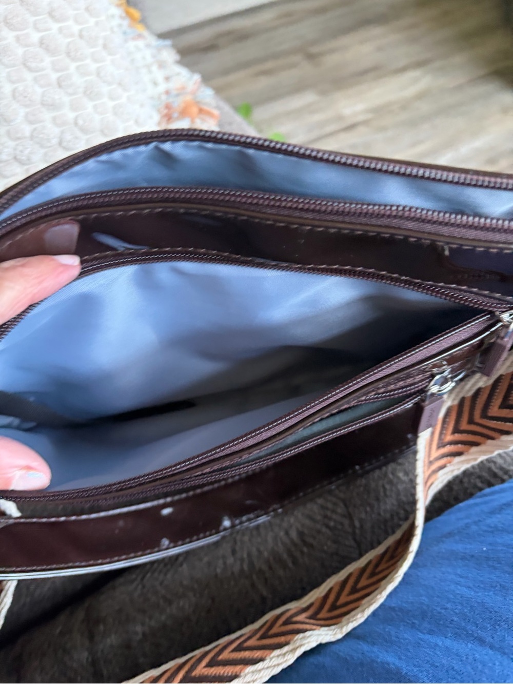 IHKWIP Patent Leather Crossbody Bag in Dark Brown - Picture 3 of 7